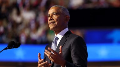 Barack Obama speaks on the second day of the Democratic National Convention