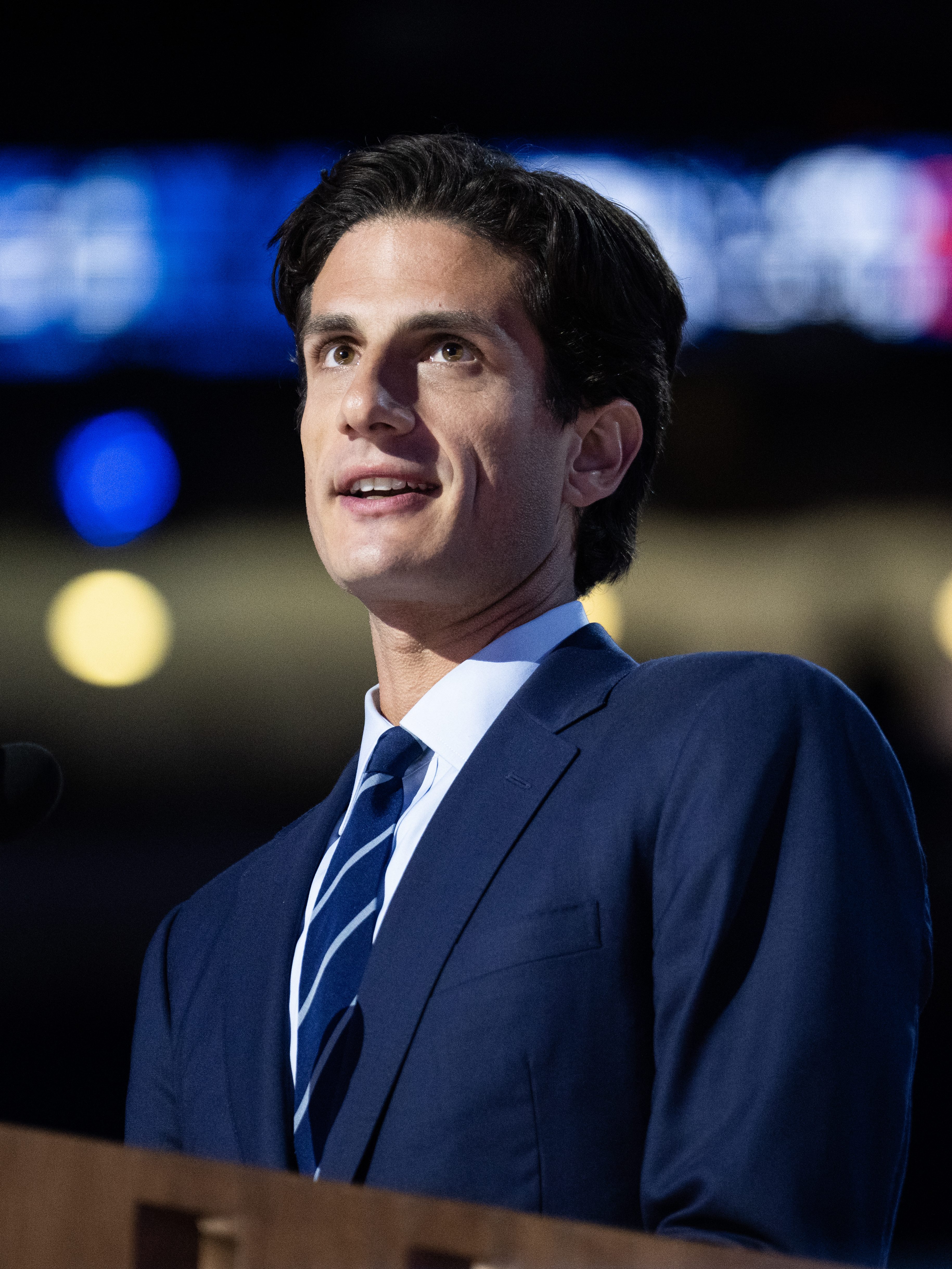 UNITED STATES - AUGUST 20: Jack Schlossberg, the grandson of John F. Kennedy speaks on the second night of the Democratic National Convention at the United Center in Chicago, Ill., on Tuesday, August 20, 2024. (Tom Williams/CQ-Roll Call, Inc via Getty Images)