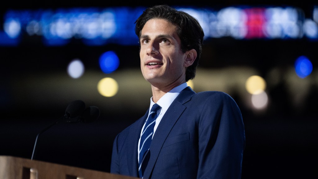 UNITED STATES - AUGUST 20: Jack Schlossberg, the grandson of John F. Kennedy speaks on the second night of the Democratic National Convention at the United Center in Chicago, Ill., on Tuesday, August 20, 2024. (Tom Williams/CQ-Roll Call, Inc via Getty Images)