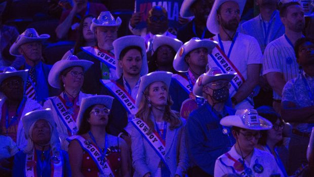 CHICAGO, ILLINOIS, UNITED STATES - AUGUST 22: People attend the Democratic National Convention (DNC) at the United Center in Chicago, Illinois, United States on August 22, 2024. The DNC marks the ceremonial crowning of US Vice President Kamala Harris and Minnesota Governor Tim Walz as the party's presidential nominees. (Photo by Jacek Boczarski/Anadolu via Getty Images)