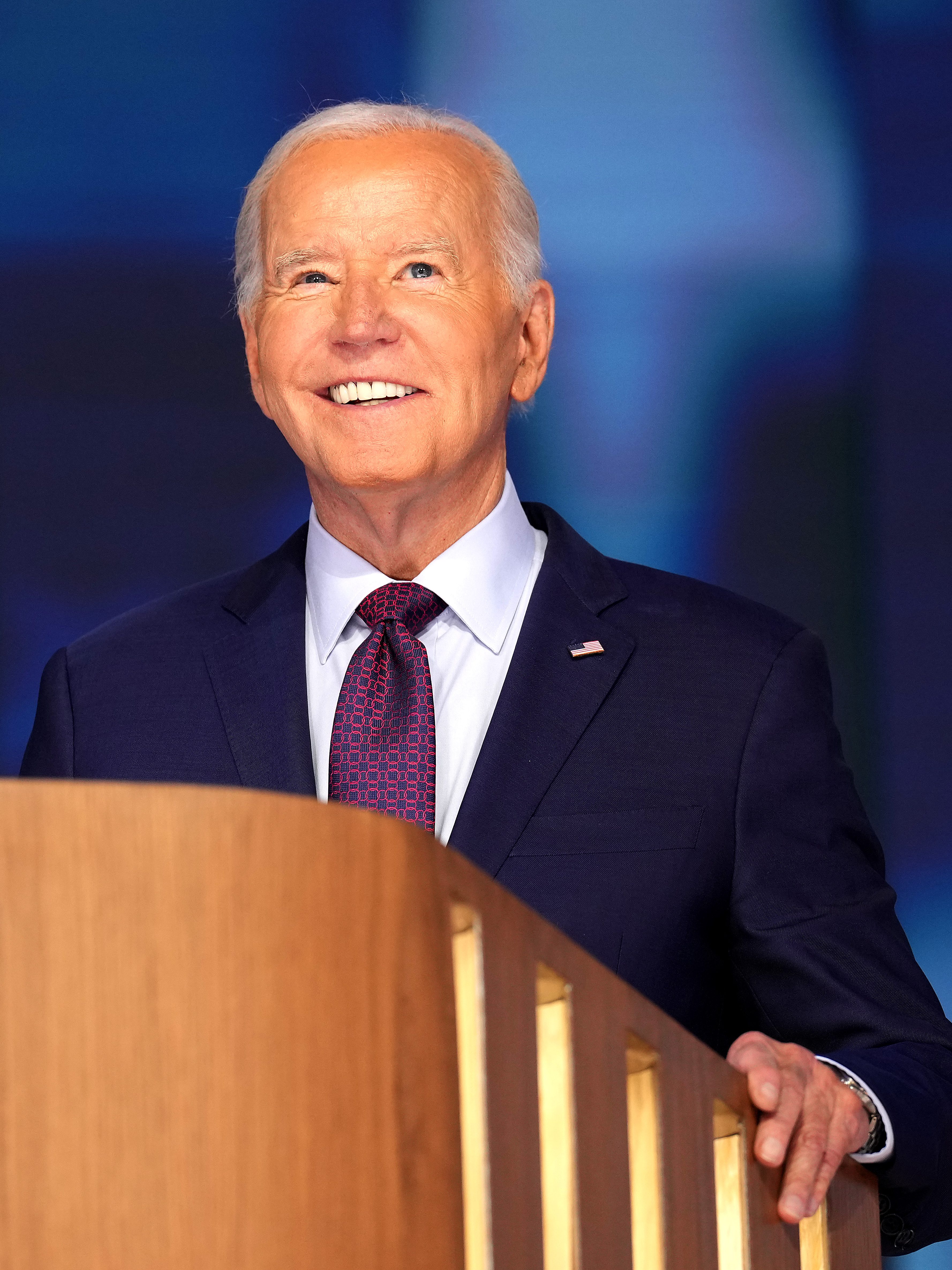 CHICAGO, ILLINOIS - AUGUST 19:  U.S. President Joe Biden participates in stage testing ahead of the start of the Democratic National Convention at the United Center on August 19, 2024 in Chicago, Illinois.  Delegates, politicians, and Democratic party supporters are in Chicago for the convention, concluding with current Vice President Kamala Harris accepting her party's presidential nomination. The DNC takes place from August 19-22. (Photo by Andrew Harnik/Getty Images)