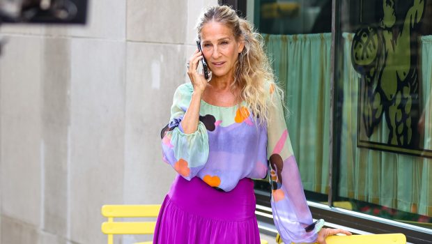 NEW YORK, NY - AUGUST 28: Sarah Jessica Parker is seen on the film set of the 'And Just Like That' TV Series on August 28, 2024 in New York City.  (Photo by Jason Howard/Bauer-Griffin/GC Images)