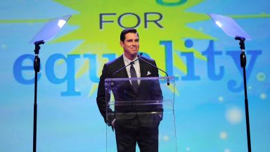 NEW YORK, NY - MARCH 30:  MLB Ambassador for Inclusion Billy Bean speaks onstage at the 7th Annual PFLAG National Straight For Equality Awards Gala at The New York Marriott Marquis on March 30, 2015 in New York City.  (Photo by D Dipasupil/Getty Images for PFLAG)