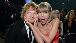 LOS ANGELES, CA - FEBRUARY 15:  Ed Sheeran and Taylor Swift attend The 58th GRAMMY Awards at Staples Center on February 15, 2016 in Los Angeles, California.  (Photo by Kevin Mazur/WireImage)