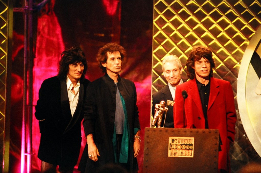 Ron Wood, Keith Richards, Charlie Watts and Mick Jagger of the Rolling Stones (Photo by Jeff Kravitz/FilmMagic)