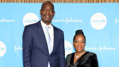  Dikembe Mutombo and  Rose Mutombo attend UNICEF at 75 in New York at Lincoln Center on November 30, 2021 in New York City. (Photo by Monica Schipper/Getty Images for UNICEF USA)