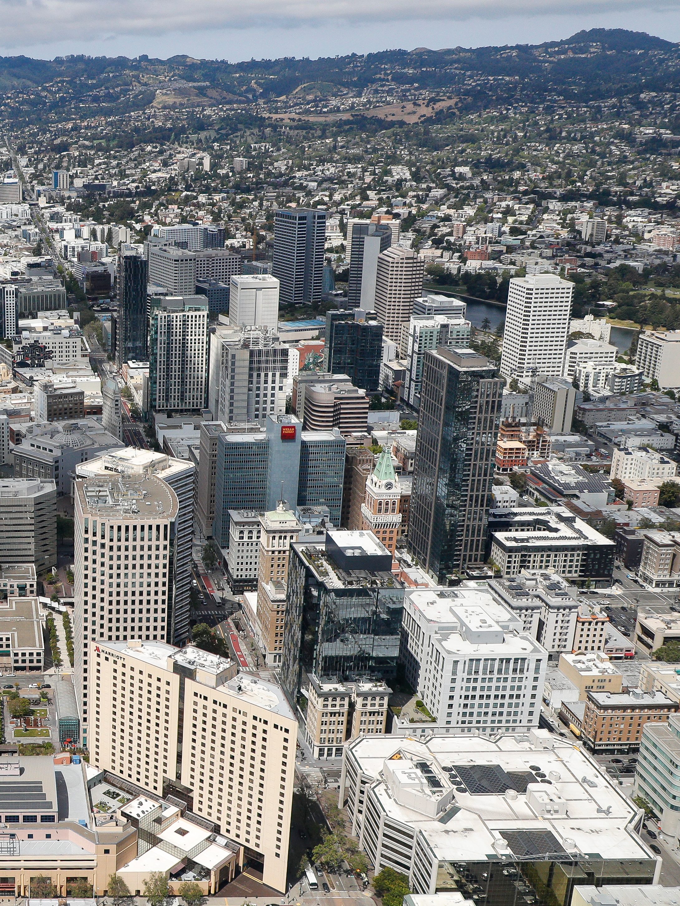 An aerial view of downtown Oakland on May 30, 2023 in Oakland, California. (Photo by Brandon Sloter/Getty Images)
