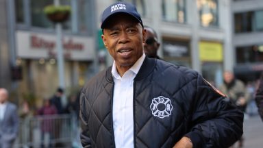  New York Mayor Eric Adams participates in the annual Veterans Day Parade on November 11, 2023 in New York City. Adams recently had his phone and iPad seized by the FBI as they investigated campaign funding in his administration. Hundreds of people lined 5th Avenue to watch the biggest Veterans Day parade in the United States. This year's event included veterans, active soldiers, police officers, firefighters, and dozens of school groups participating in the parade which honors the men and women who have served and sacrificed for the country (Photo by Spencer Platt/Getty Images)