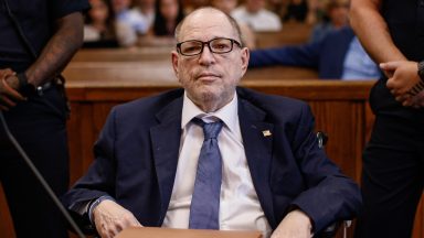  Former film producer Harvey Weinstein appears in Manhattan Criminal Court on July 19, 2024 in New York City. Prosecutors are preparing to retry the former movie mogul following the reversal of his 2020 rape conviction. (Photo by Kena Betancur-Pool/Getty Images)