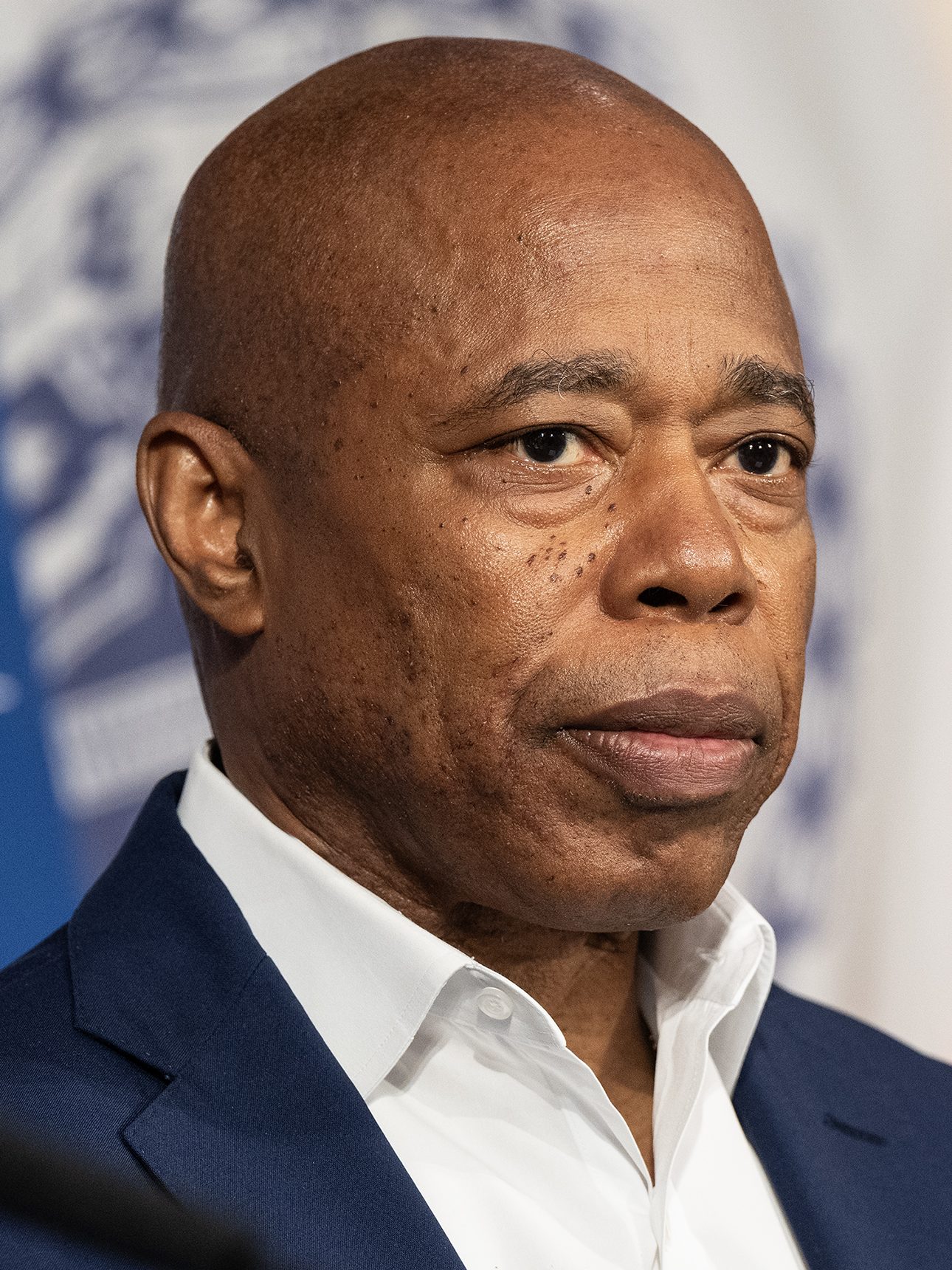 NEW YORK, UNITED STATES - 2024/08/27: Mayor Eric Adams speaks to the press during the weekly briefing at the City Hall about the ongoing programs in New York City. (Photo by Lev Radin/Pacific Press/LightRocket via Getty Images)