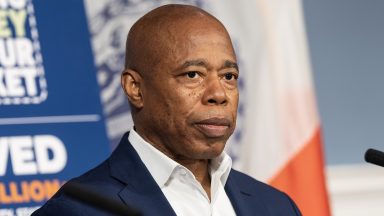 NEW YORK, UNITED STATES - 2024/08/27: Mayor Eric Adams speaks to the press during the weekly briefing at the City Hall about the ongoing programs in New York City. (Photo by Lev Radin/Pacific Press/LightRocket via Getty Images)