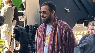   Adam Sandler is seen on the set of "Happy Gilmore 2" on September 9, 2024 in South Orange, New Jersey.  (Photo by Bobby Bank/GC Images)