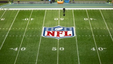 SÃO PAULO, BRAZIL - SEPTEMBER 6: The NFL shield is displayed on the field prior to an NFL game between the Green Bay Packers and the Philadelphia Eagles, at Arena Corinthians on September 6, 2024 in Sao Paulo, Brazil. (Photo by Brooke Sutton/Getty Images)