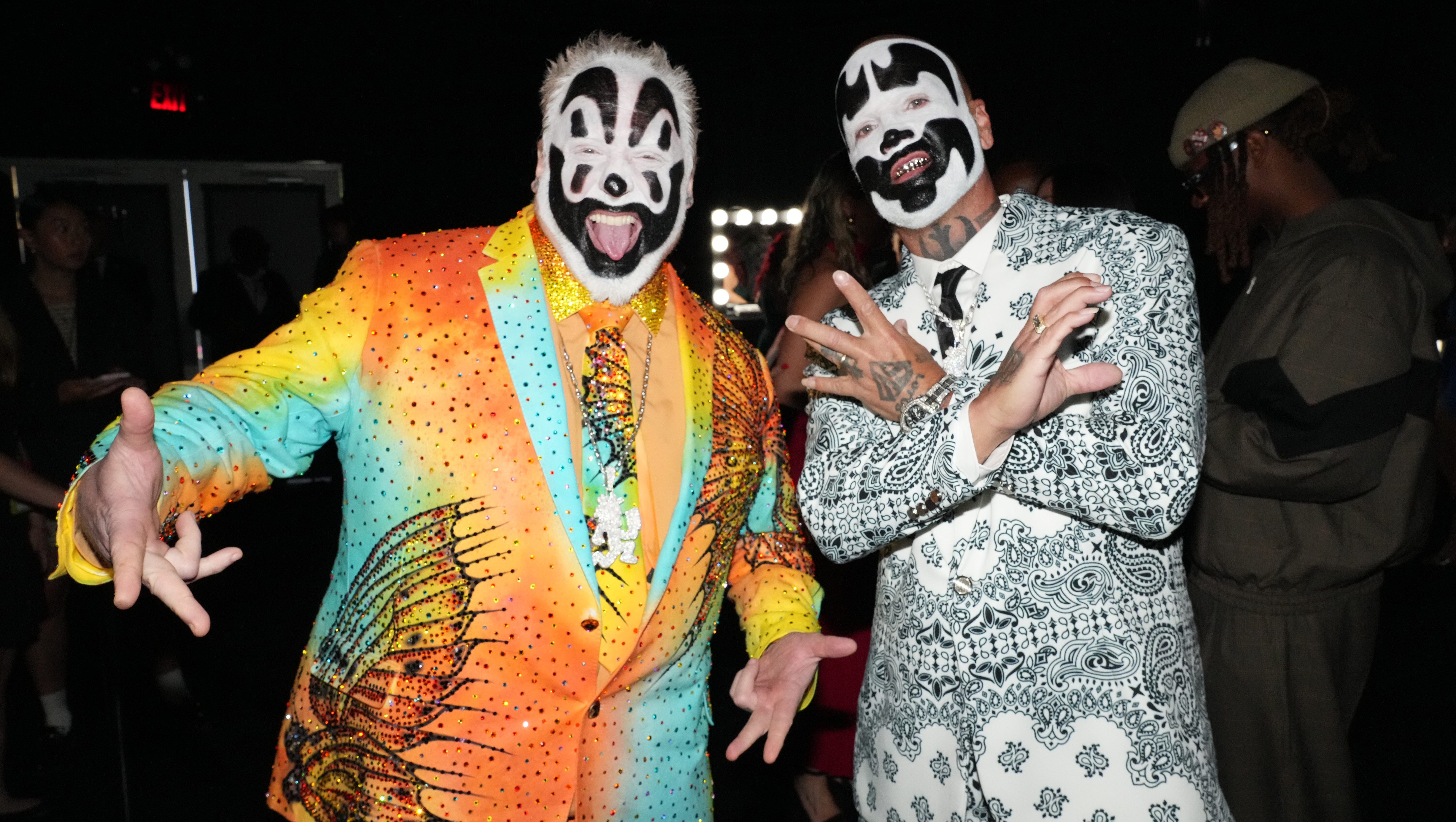 ELMONT, NEW YORK - SEPTEMBER 11: Insane Clown Posse attends the 2024 MTV Video Music Awards at UBS Arena on September 11, 2024 in Elmont, New York. (Photo by Jeff Kravitz/Getty Images for MTV)