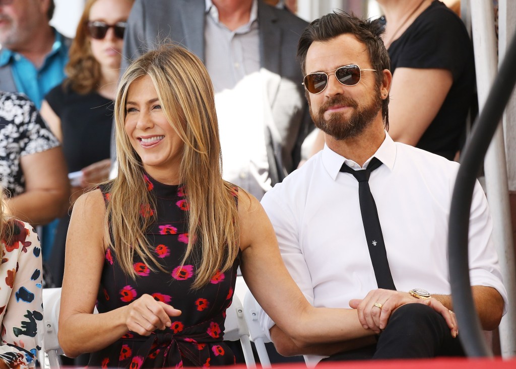 HOLLYWOOD, CA - JULY 26:  Jennifer Aniston and Justin Theroux attend the ceremony honoring Jason Bateman with a Star on The Hollywood Walk of Fame held on July 26, 2017 in Hollywood, California.  (Photo by Michael Tran/FilmMagic)