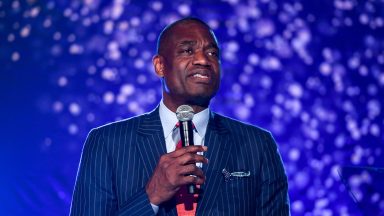  Global Humanitarian Award Honoree Dikembe Mutombo speaks at the Fourth Annual UNICEF Gala at The Foundry At Puritan Mill on April 12, 2018 in Atlanta, Georgia. (Photo by Marcus Ingram/Getty Images for UNICEF)