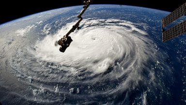  In this NASA handout image taken by Astronaut Ricky Arnold, Hurricane Florence gains strength in the Atlantic Ocean as it moves west, seen from the International Space Station on September 10, 2018. Weather predictions say the storm will likely hit the U.S. East Coast as early as Thursday, September 13 bringing massive winds and rain. (Photo by NASA via Getty Images)