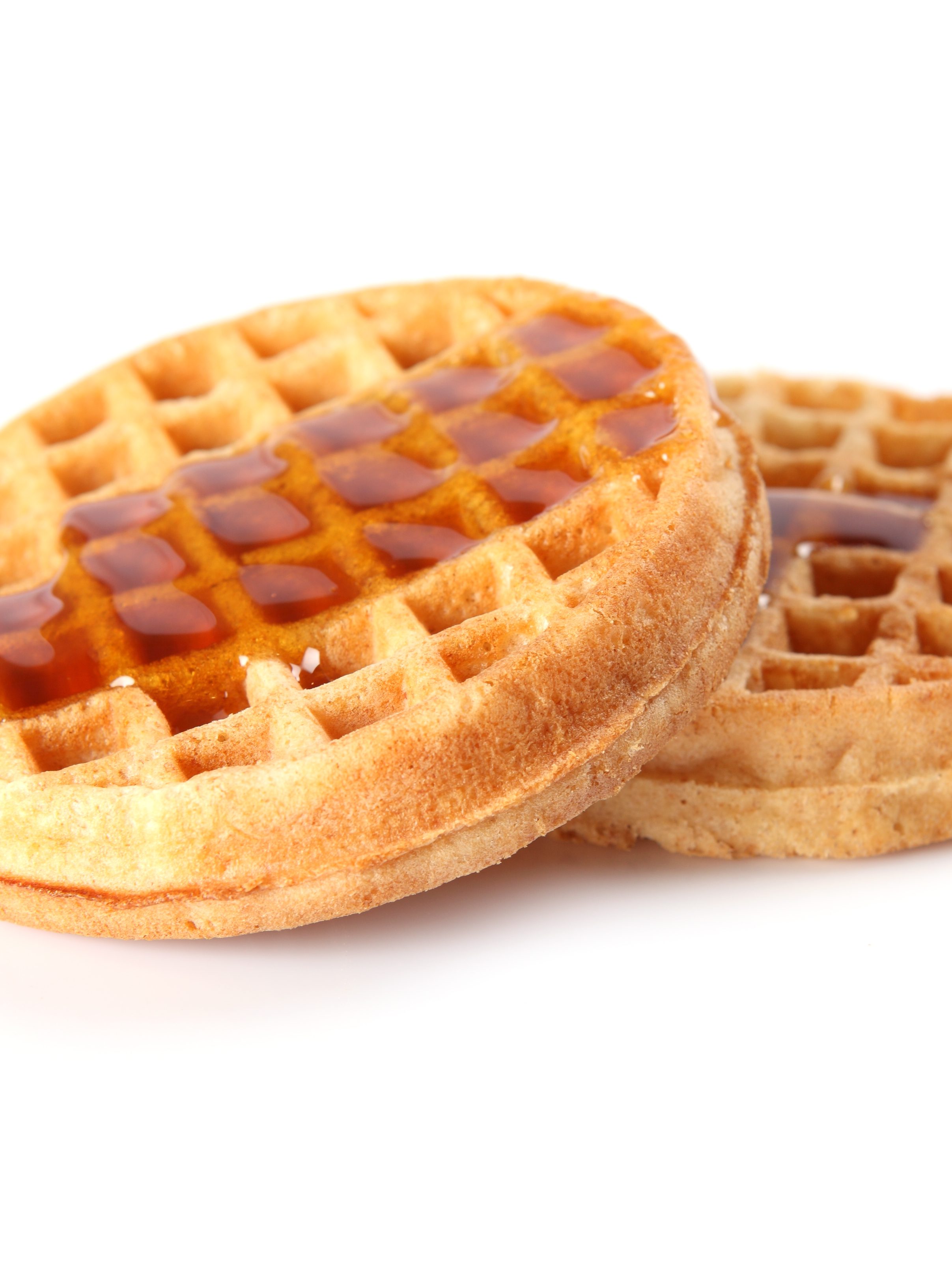 Waffles with maple syrup.