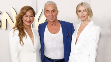  Carrie Ann Inaba, Bruno Tonioli, and Julianne Hough attend the 2024 Disney Upfront at Javits Center on May 14, 2024 in New York City. (Photo by Taylor Hill/WireImage)