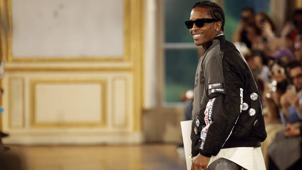 US rapper and designer ASAP Rocky aknowledges the audience at the end of the American Sabotage AWGE Spring/Summer 2025 menswear ready to wear collection show as part of Paris Fashion Week in Paris, on June 21, 2024. (Photo by Geoffroy VAN DER HASSELT / AFP) (Photo by GEOFFROY VAN DER HASSELT/AFP via Getty Images)