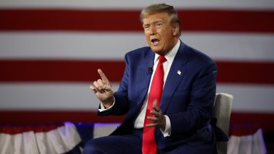 HARRISBURG, PENNSYLVANIA - SEPTEMBER 04: Republican presidential nominee, former U.S. President Donald Trump participates in a Fox News Town Hall with Sean Hannity at the New Holland Arena on September 04, 2024 in Harrisburg, Pennsylvania. Trump and Democratic presidential nominee, U.S. Vice President Kamala Harris continue to campaign across swing states as polls show a tight race prior to next week’s presidential debate in Philadelphia. (Photo by Kevin Dietsch/Getty Images)