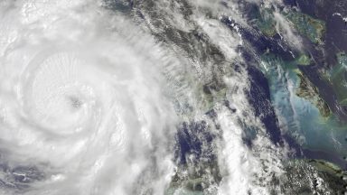 UNITED STATES - 26 SEPTEMBER 2024: Satellite view of Category 4 Hurricane Helene making landfall in Florida, USA. Imaged 26 September 2024.. (Photo by Gallo Images/Orbital Horizon/Copernicus Sentinel Data 2024)