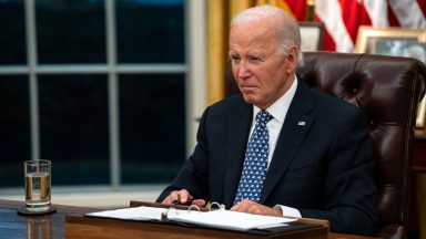  U.S. President Joe Biden speaks after meeting with North Carolina Governor Roy Cooper, FEMA Administrator Deanne Criswell, and Homeland Security Advisor Liz Sherwood-Randall on the ongoing response to the aftermath of Hurricane Helene in the Oval Office of the White House on September 30, 2024 in Washington, DC. The President has said he plans to travel to North Carolina on Wednesday as authorities face challenges delivering supplies to isolated, flood-ravaged areas in the Southeastern United States as the death toll from Hurricane Helene tops 100. (Photo by Kent Nishimura/Getty Images)