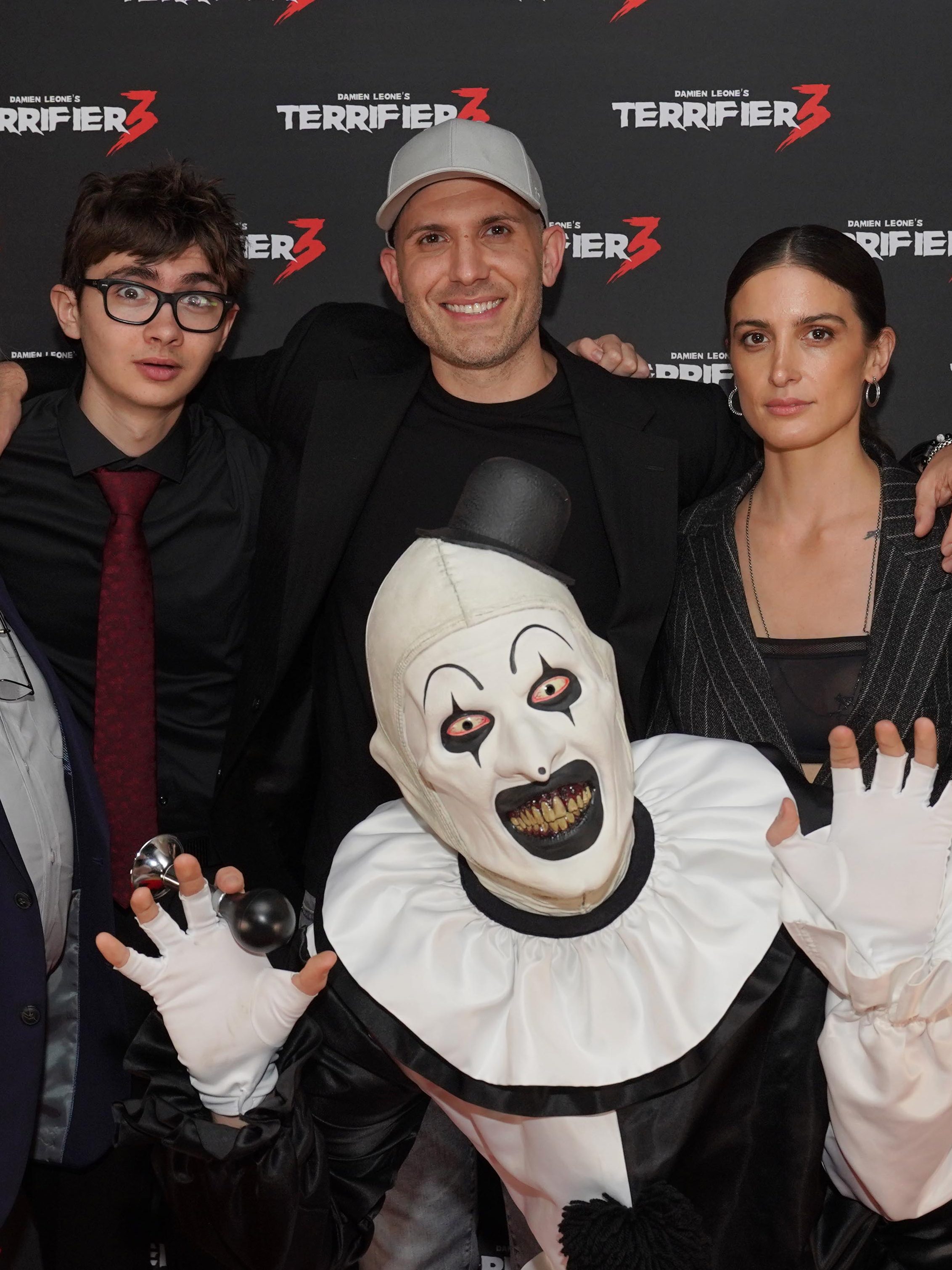 Phil Falcone, Elliott Fullam, Damien Leone, Samantha Scaffidi and George Steuber arriving for the UK gala screening of Terrifier 3