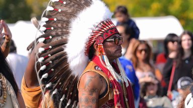  Indigenous communities around the world come together on Randall's Island for 10th annual Indigenous Peoples' Day celebration organized by the Indigenous Peoples' Day Committee (IPDNYC) in New York, United States on October 13, 2024. The event honors and celebrates over 532 years of indigenous survival and cultural resilience and is an alternative to Columbus Day. (Photo by Selcuk Acar /Anadolu via Getty Images)