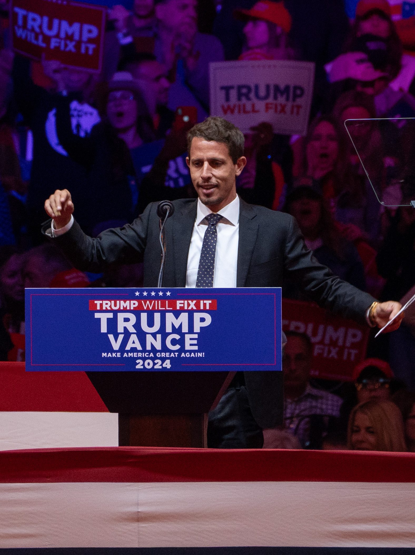 New York, New York - October 27: Comedian Tony Hinchcliffe at a rally for former president Donald Trump on Oct. 27 at Madison Square Garden in New York.

(Photo by Peter W. Stevenson /The Washington Post via Getty Images)