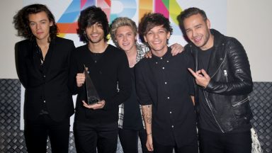 SYDNEY, AUSTRALIA - NOVEMBER 26: (EXCLUSIVE COVERAGE) One Direction (L-R) Harry Styles, Zayn Malik, Niall Horan, Louis Tomlinson and Liam Payne pose for a portrait backstage during the 28th Annual ARIA Awards 2014 at the Star on November 26, 2014 in Sydney, Australia. (Photo by Mark Metcalfe/WireImage)