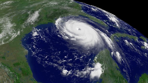 Hurricane Katrina is seen in the Gulf of Mexico August 28, 2005. According to reports, the storm has sustianed winds of nearly 175 mph and is expected to make landfall in the Gulf Coast as early as August 29. Katrina has been upgraded to a Category 5 storm and could cause storm surges of up to 25 feet. (Photo by NOAA via Getty Images)