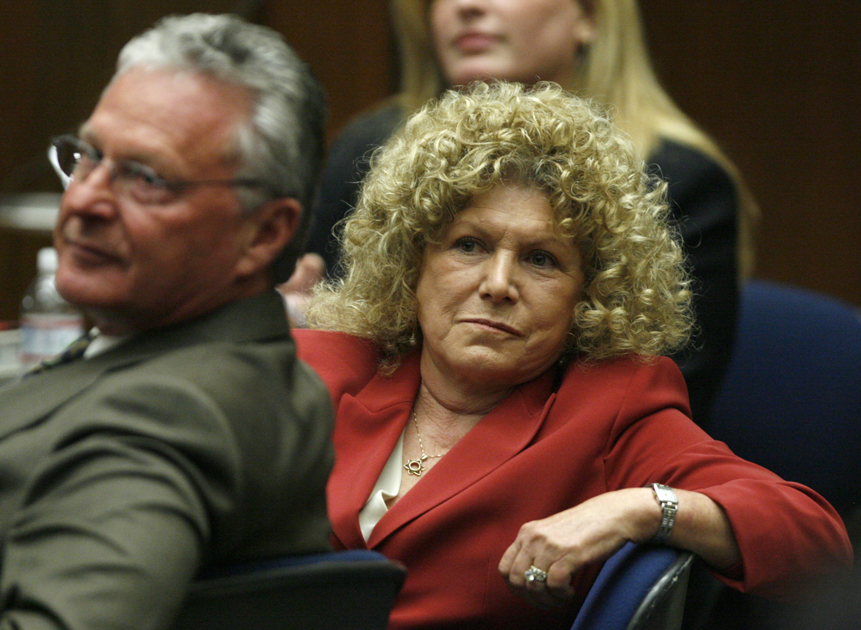 LOS ANGELES - MAY 2: (AFP OUT) Former defense attorney Leslie Abramson (R) listens with current defense attorney Bradley Brunon during the murder trial of music producer Phil Spector on May 2, 2007 in Los Angeles. Spector is accused of the murder of actress Lana Clarkson who was found shot dead in Spector's home February 3, 2003. (Photo by Lucy Nicholson-Pool/Getty Images)