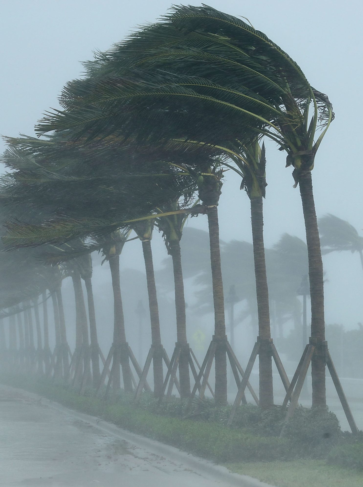 North Fort Lauderdale Beach Boulevard as Hurricane Irma hits the southern part of the state September 10, 2017 in Fort Lauderdale, Florida. The powerful hurricane made landfall in the United States in the Florida Keys at 9:10 a.m. after raking across the north coast of Cuba. (Photo by Chip Somodevilla/Getty Images)