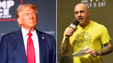 Donald Trump (L) Joe Rogan (R)