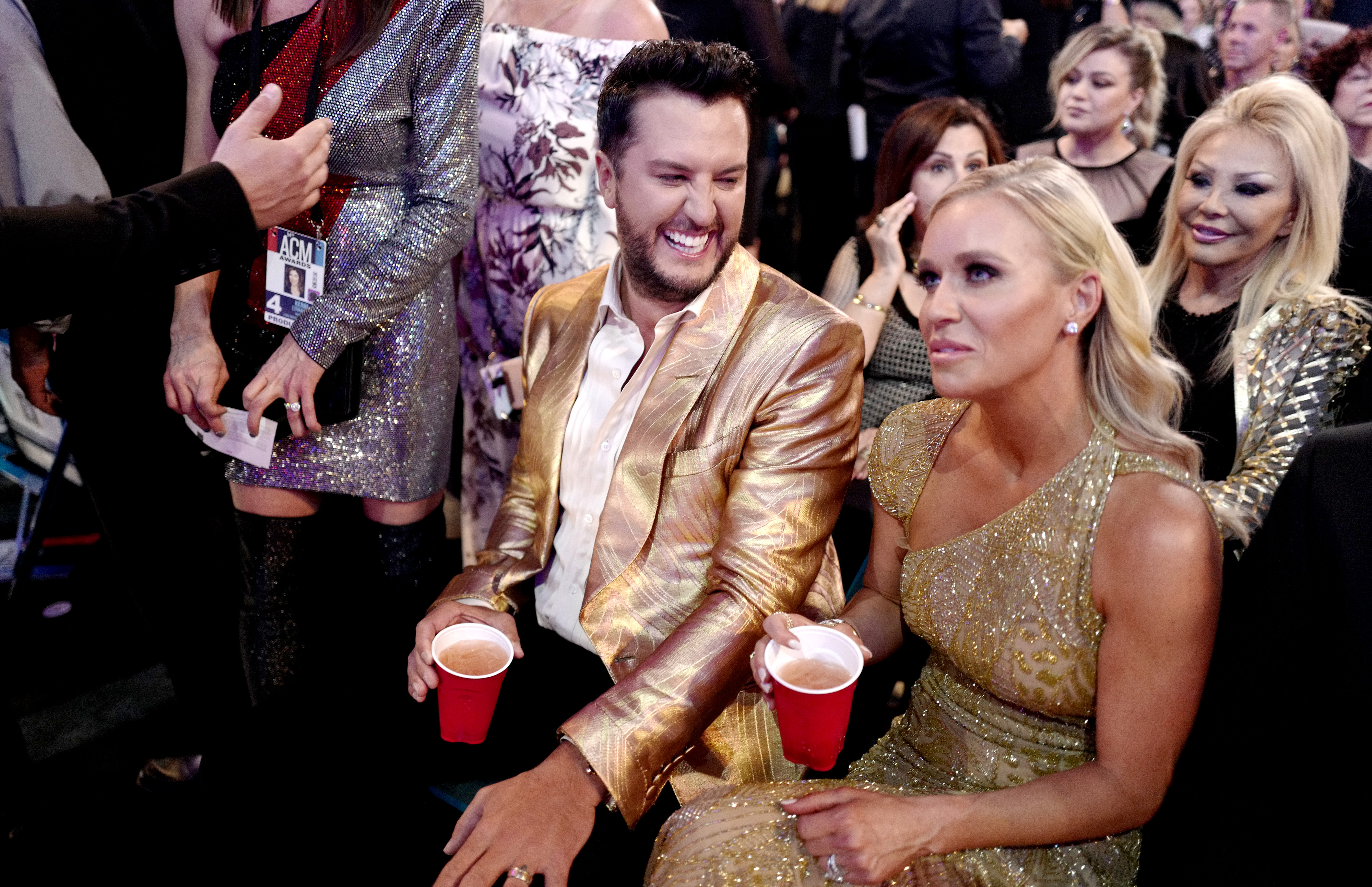 Luke Bryan & His Wife Caroline: Photos of the Couple 54th Academy Of Country Music Awards at MGM Grand Garden Arena on April 07, 2019