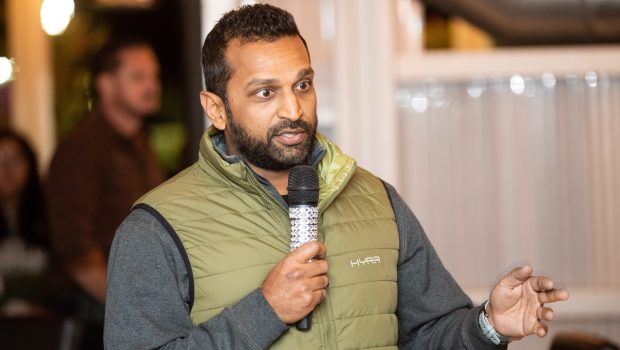 UNITED STATES - OCTOBER 24: Kashyap "Kash" Patel speaks during U.S. Senate candidate Adam Laxalts campaign stop at Chilly Jillz restaurant in Boulder City, Nev., on Monday, October 24, 2022. (Bill Clark/CQ-Roll Call, Inc via Getty Images)