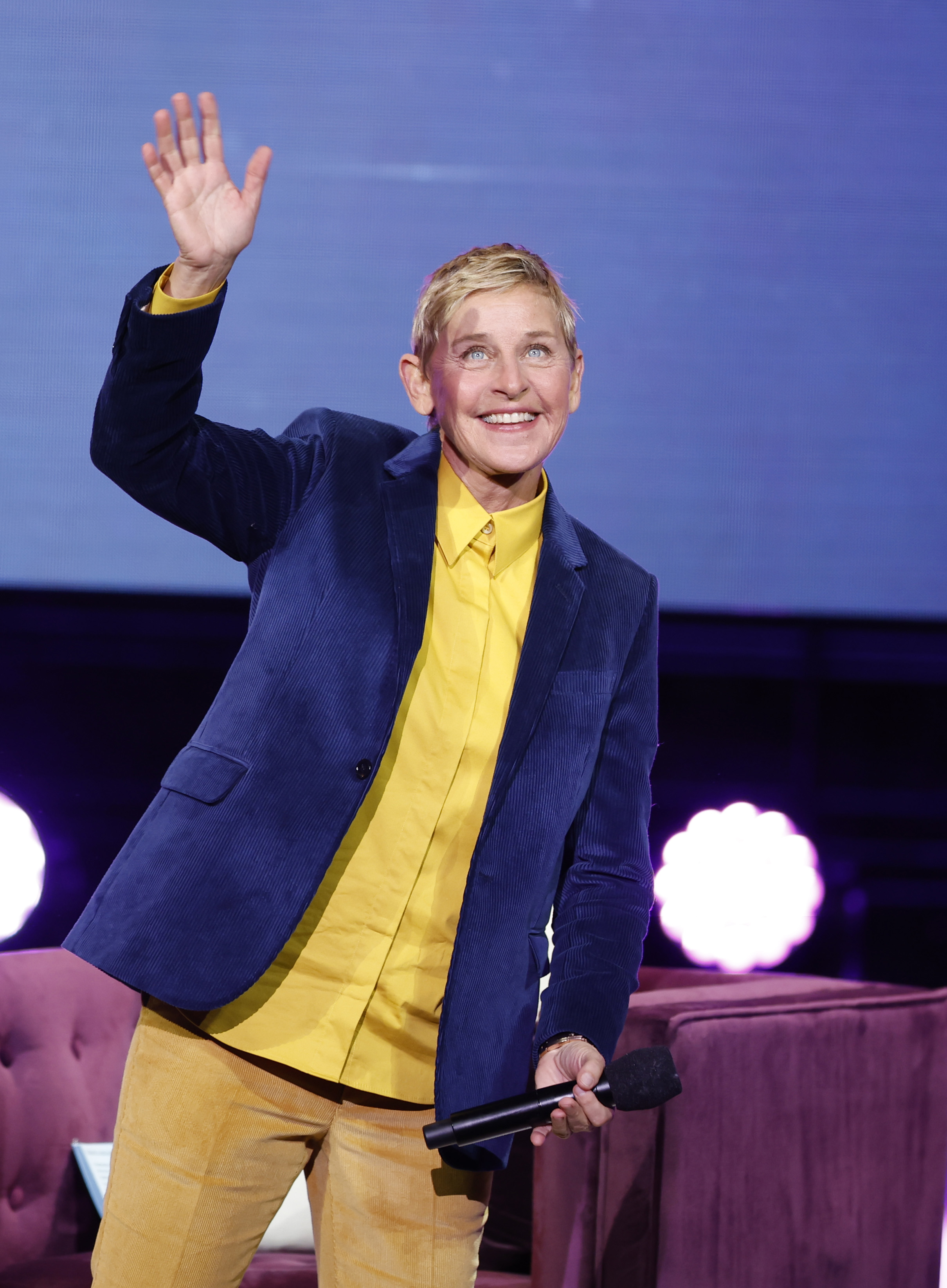 WASHINGTON, DC - NOVEMBER 15: Ellen DeGeneres walks onstage during the Michelle Obama: The Light We Carry Tour at Warner Theatre on November 15, 2022 in Washington, DC. (Photo by Tasos Katopodis/Getty Images for Live Nation)