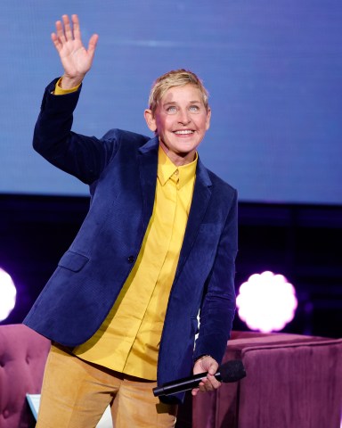 WASHINGTON, DC - NOVEMBER 15: Ellen DeGeneres walks onstage during the Michelle Obama: The Light We Carry Tour at Warner Theatre on November 15, 2022 in Washington, DC. (Photo by Tasos Katopodis/Getty Images for Live Nation)