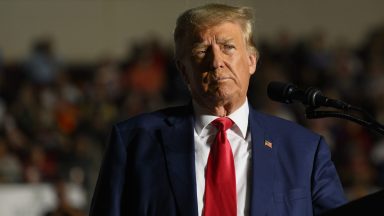 ERIE, PENNSYLVANIA - JULY 29: Former U.S. President Donald Trump speaks to supporters during a political rally while campaigning for the GOP nomination in the 2024 election at Erie Insurance Arena on July 29, 2023 in Erie, Pennsylvania. (Photo by Jeff Swensen/Getty Images)