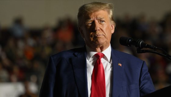 ERIE, PENNSYLVANIA - JULY 29: Former U.S. President Donald Trump speaks to supporters during a political rally while campaigning for the GOP nomination in the 2024 election at Erie Insurance Arena on July 29, 2023 in Erie, Pennsylvania. (Photo by Jeff Swensen/Getty Images)