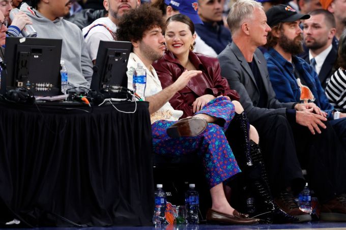 Selena Gomez & Benny Blanco at a NY Knicks Game in April 2024