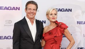 HOLLYWOOD, CALIFORNIA - AUGUST 20: (L-R) Dennis Quaid and Penelope Ann Miller attend the Los Angeles premiere of "Reagan" at TCL Chinese Theatre on August 20, 2024 in Hollywood, California. (Photo by Rodin Eckenroth/WireImage)
