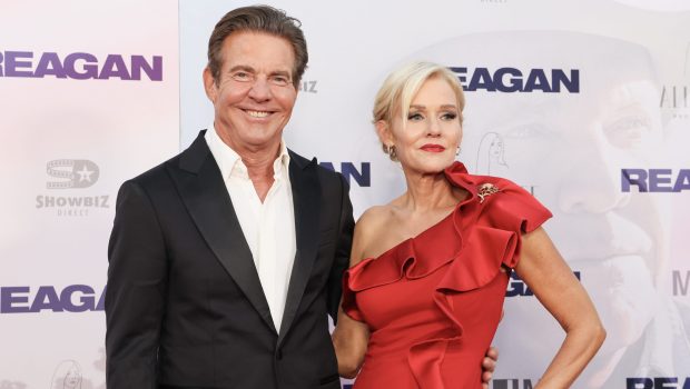 HOLLYWOOD, CALIFORNIA - AUGUST 20: (L-R) Dennis Quaid and Penelope Ann Miller attend the Los Angeles premiere of "Reagan" at TCL Chinese Theatre on August 20, 2024 in Hollywood, California. (Photo by Rodin Eckenroth/WireImage)