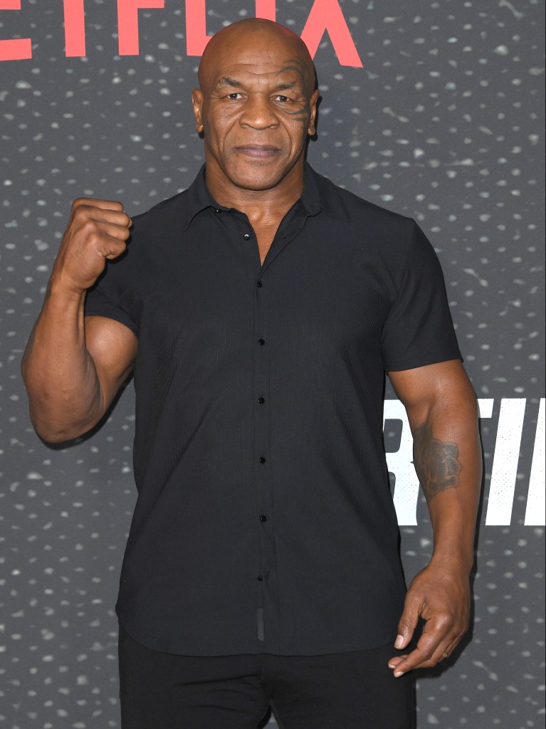 LOS ANGELES CALIFORNIA SEPTEMBER 23 Mike Tyson arrives at the Los Angeles Premiere Of Netflix's "Starting 5" at The Egyptian Theatre Hollywood on September 23, 2024 in Los Angeles, California. (Photo by Steve Granitz/FilmMagic)