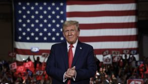 LANCASTER, PENNSYLVANIA - OCTOBER 20: Republican presidential nominee, former U.S. President Donald Trump, arrives on stage during a town hall campaign event at the Lancaster County Convention Center on October 20, 2024 in Lancaster, Pennsylvania. Trump is campaigning the entire day in the state of Pennsylvania. Trump and Democratic presidential nominee Vice President Kamala Harris continue to campaign in battleground swing states ahead of the November 5 election.  (Photo by Win McNamee/Getty Images)