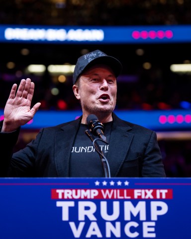 New York, NY - October 28 : Elon Musk speaks before Republican presidential nominee former President Donald Trump at a campaign rally at Madison Square Garden in New York, NY on Sunday, Oct. 27, 2024. (Photo by Jabin Botsford/The Washington Post via Getty Images)