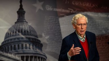   Sen. Mitch McConnell (R-KY) speaks during a news conference at the U.S. Capitol on November 06, 2024 in Washington, DC. McConnell, who has served as a Senator from Kentucky since 1985 and is the longest serving senator in his state's history, spoke about the Republican Party taking the Senate majority and his plans for the upcoming congress. (Kent Nishimura/Getty Images)