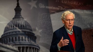 WASHINGTON, DC - NOVEMBER 06: Sen. Mitch McConnell (R-KY) speaks during a news conference at the U.S. Capitol on November 06, 2024 in Washington, DC. McConnell, who has served as a Senator from Kentucky since 1985 and is the longest serving senator in his state's history, spoke about the Republican Party taking the Senate majority and his plans for the upcoming congress. (Kent Nishimura/Getty Images)