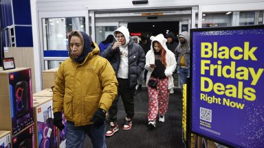 BURBANK, ILLINOIS - NOVEMBER 29: First shoppers arrive at Best Buy store on Black Friday on November 29, 2024 in Burbank, Illinois. Black Friday marks the official start of the holiday shopping season. (Photo by Kamil Krzaczynski/Getty Images)